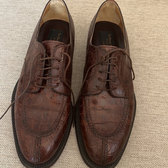 To Boot New York Crocodile Skin Cap Toe Lace up Shoes Size 10 - Picture 2 of 9